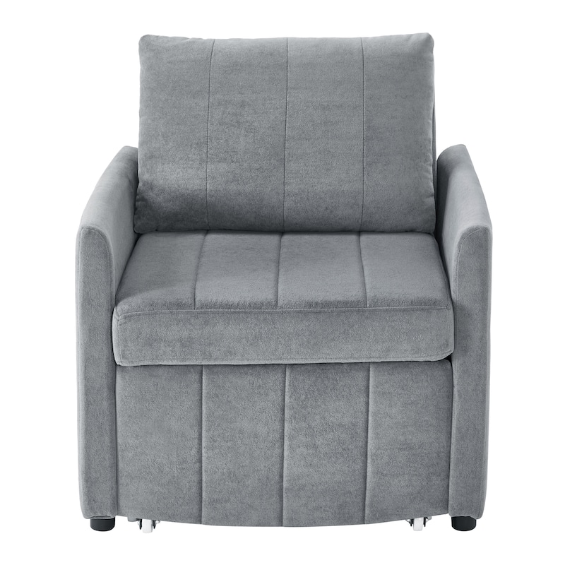 Chenille Convertible Sleeper Sofa Chair with 5-Position Backrest, Storage Basket and 440lb Capacity