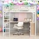 preview thumbnail 1 of 11, Full Size Metal Loft Bed with 3 Layers of Shelves and L-shaped Desk White