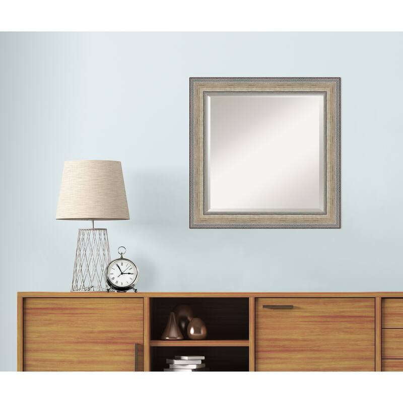Fleur Silver Beveled Wood Framed Wall Mirror - Fleur Champagne Silver