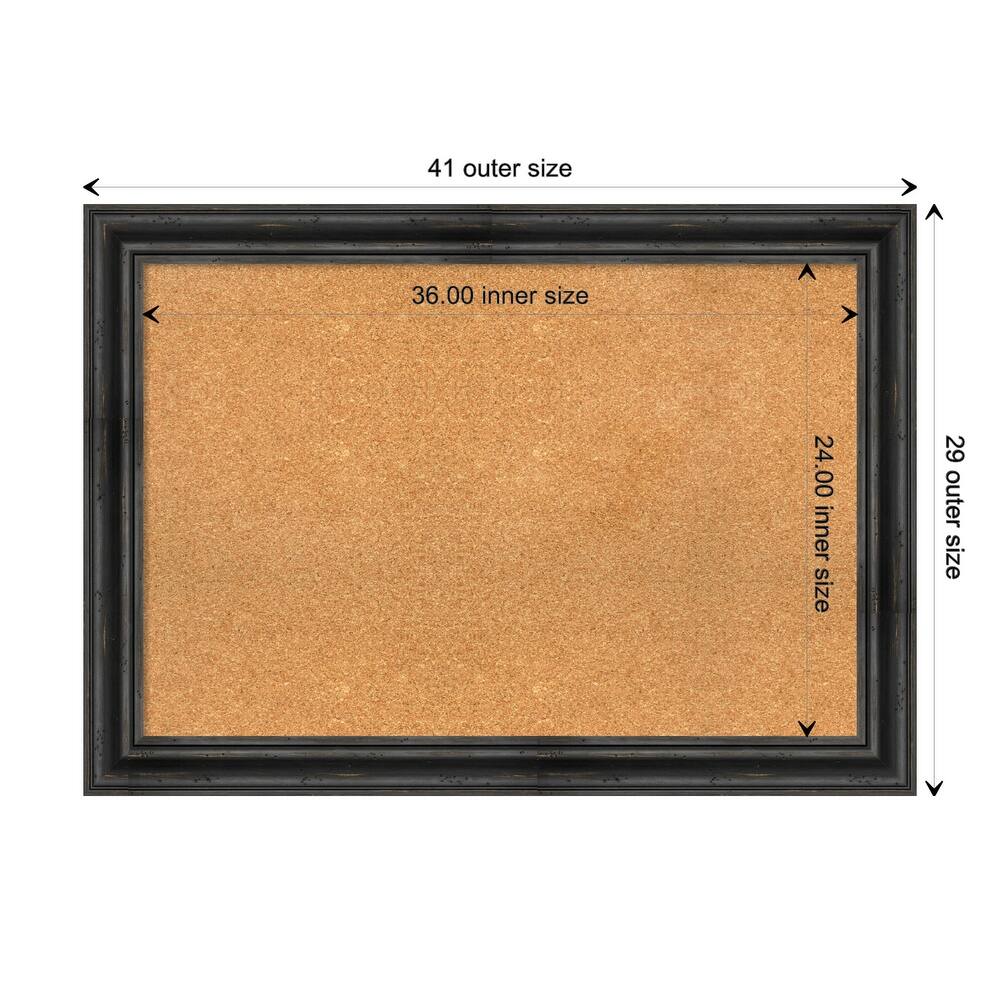 Rustic Pine Black Wood Framed Natural Corkboard Bulletin Board