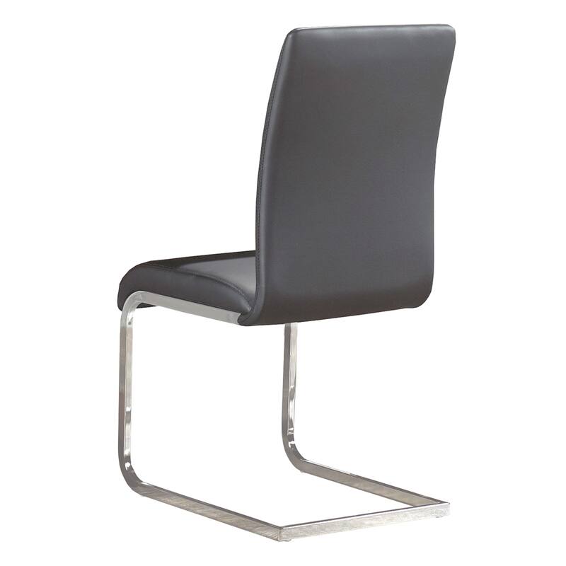 Contemporary Faux Leather and Metal Dining Chair, Set of 4 - Black and Chrome