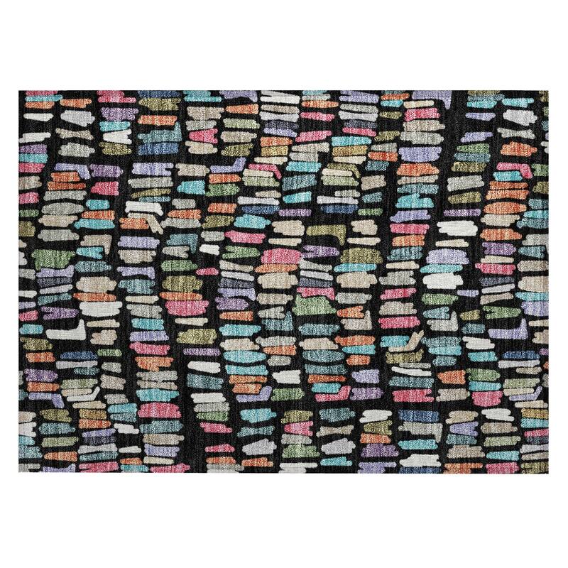 Machine Washable Indoor/ Outdoor Modern Mosaic Chantille Rug