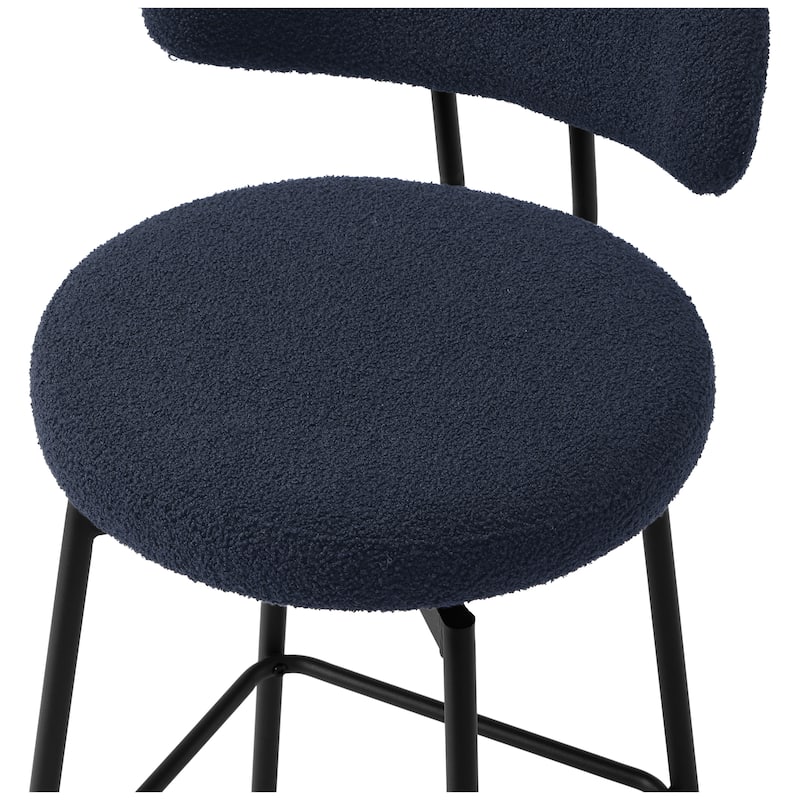 Bayville 27 Inch Faux Shearling Fabric Upholstered Swivel Counter Stool (Set of 2)