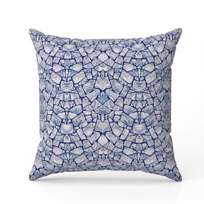 Wildflower Lagoon Faux Suede Reversible Throw Pillow Silver and Blue