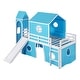 preview thumbnail 8 of 7, Blue Castle Bunk Bed with Slide, Tent and Tower, Full-Length Guardrail