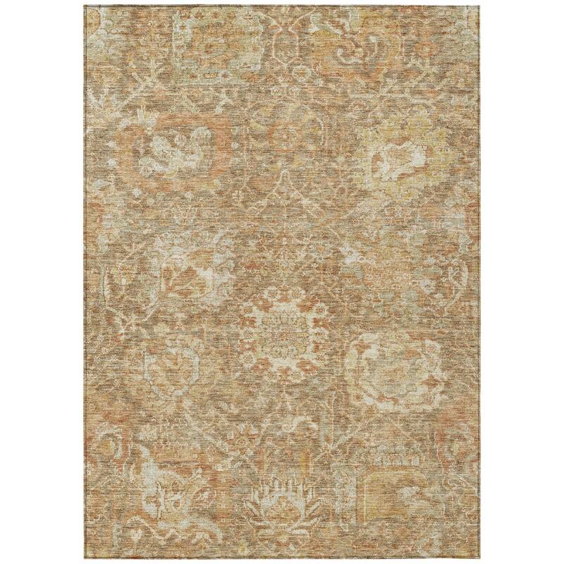 HomeRoots Damask Traditional Rectangle Outdoor Rug