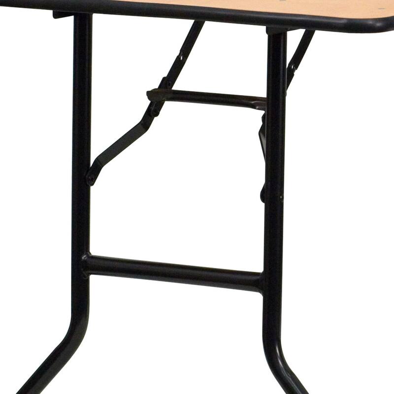 6-Foot Rectangular Wood Folding Banquet Table with Clear Coated Finished Top - 72"D x 30"W x 30.25"H