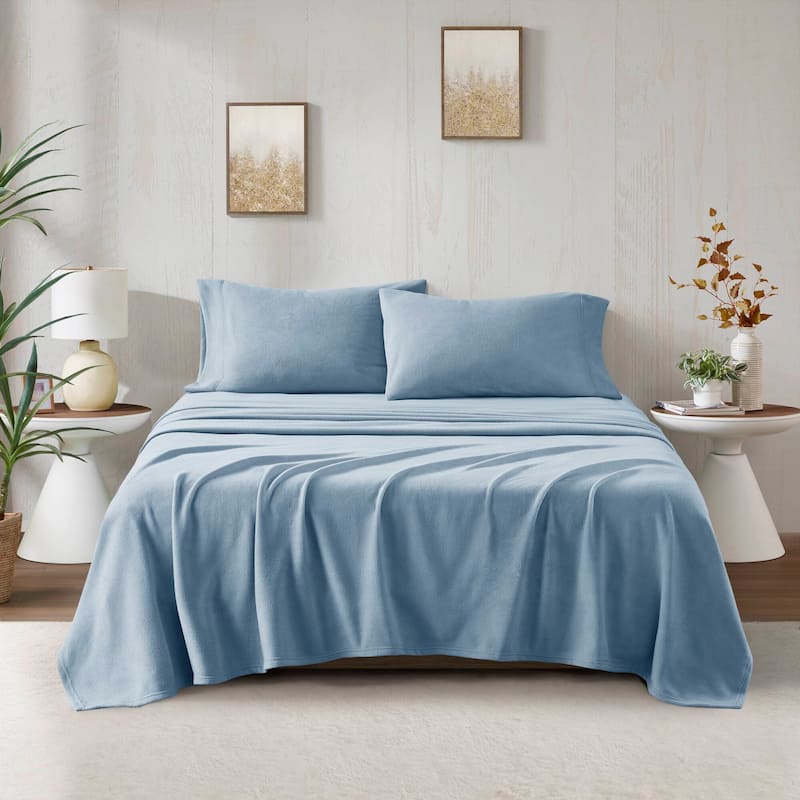 Madison Park Micro Fleece Bed Sheet Set - Twin - Blue