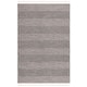 preview thumbnail 2 of 2, SAFAVIEH Handmade Montauk Pacuta Flatweave Cotton Fringe Rug - Ivory/Anthracite - 5' x 8'