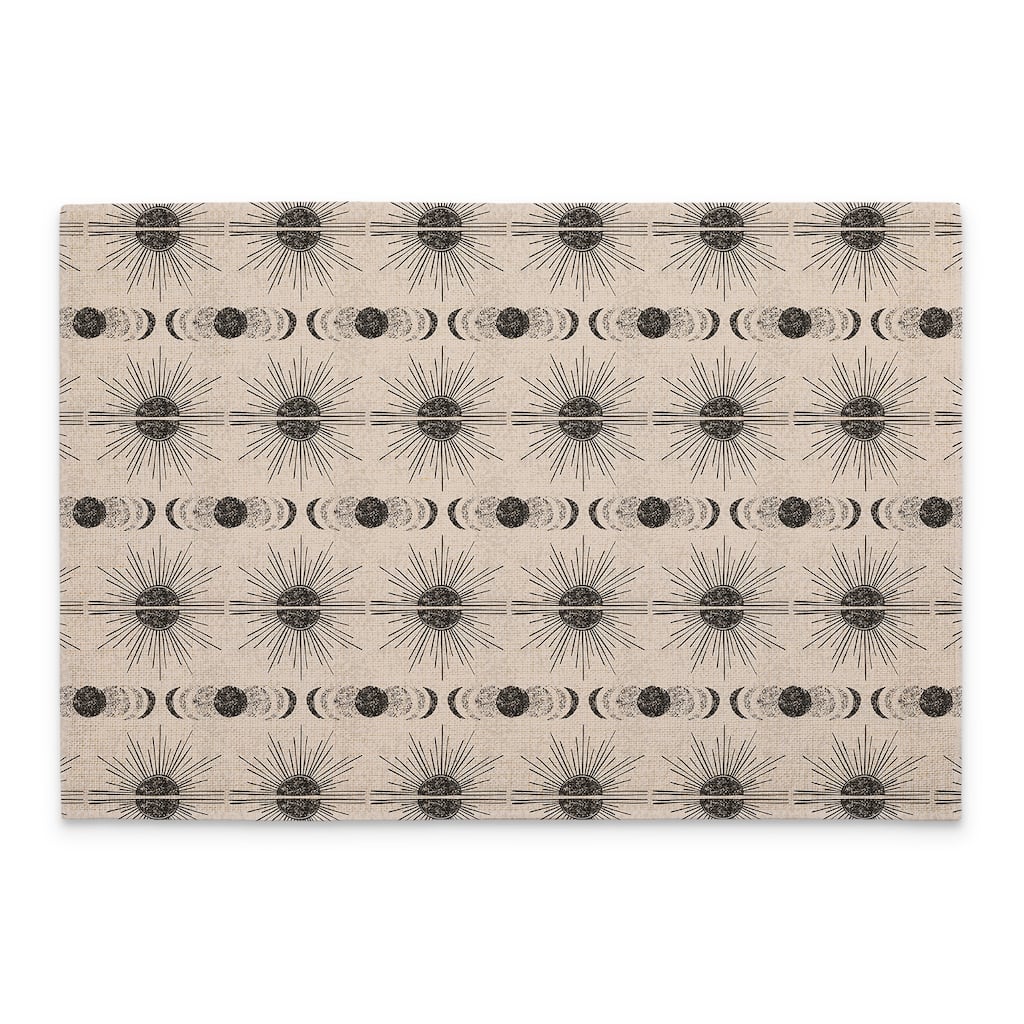 Sun & Moon 4-Pack Poly-Cotton Blend Placemats Manufactured in The USA Machine Washable Dryer Safe