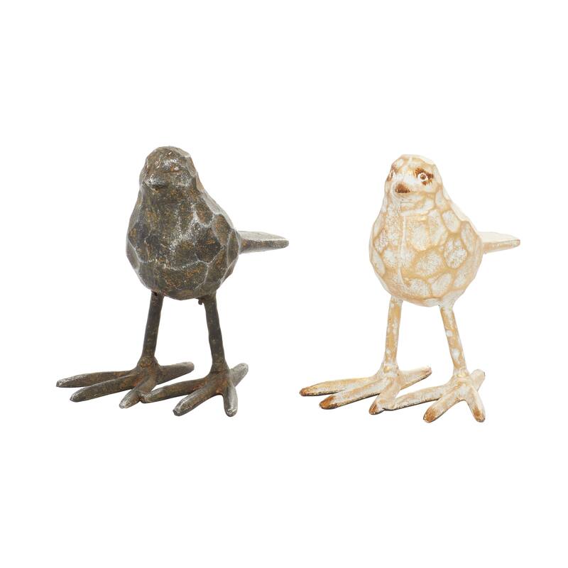 Gold Metal Bird Sculpture Set of 2 - 5 x 7 x 6