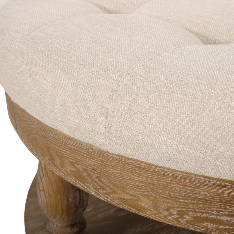 Hewlett Contemporary Fabric Round Ottoman by Christopher Knight Home