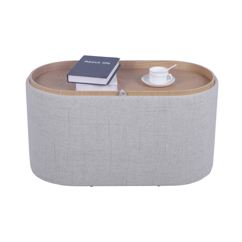Storage Ottoman Comfortable choice, multiple functions, classic design, and cozy corners with Reversible Wooden Tray Top,