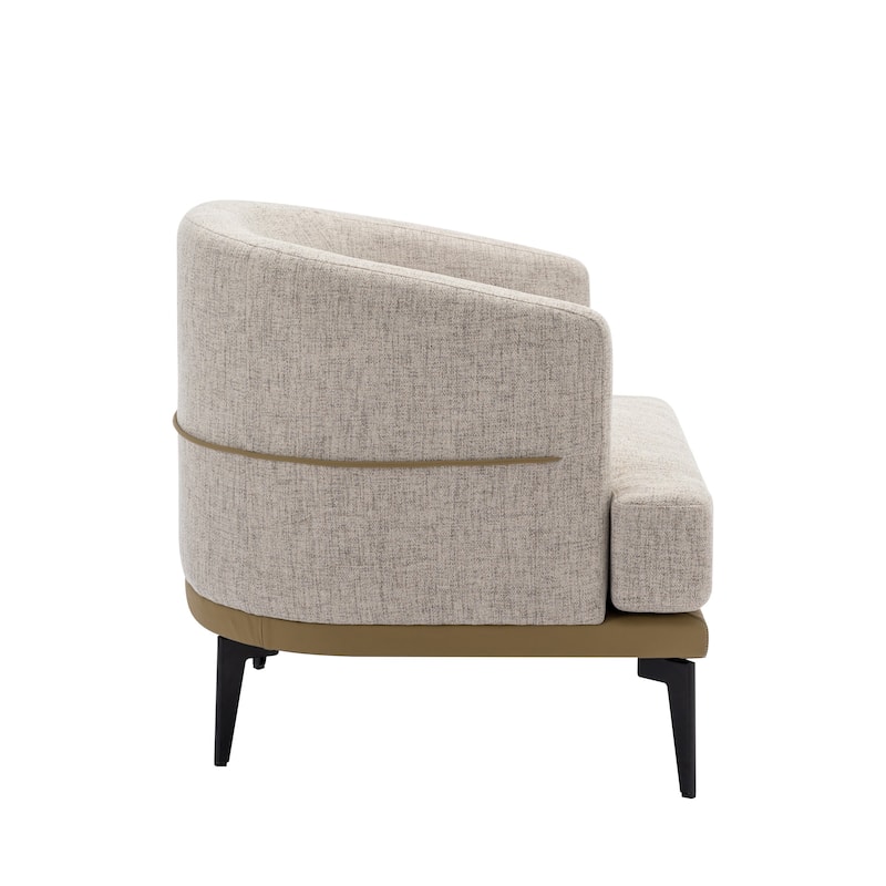 Modern Two-tone Barrel Fabric Upholstered Armchair for Living Room