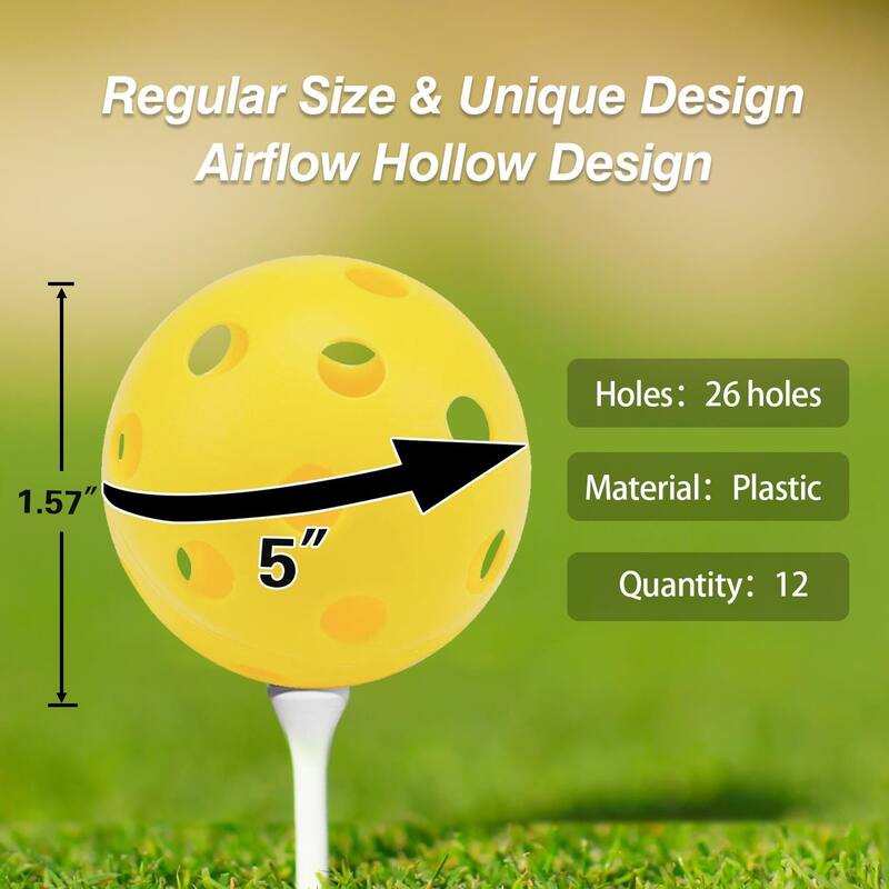 GSE™ 12-Pack Indoor/Outdoor Plastic Hollow Practice Golf Balls, Airflow Training Golf Balls