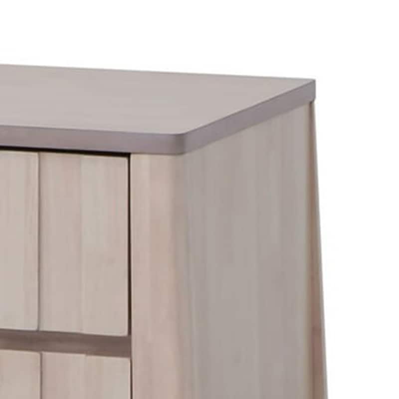 Vasu Nightstand, 2 Drawers, White Wash Solid Rubberwood, 21 Inch