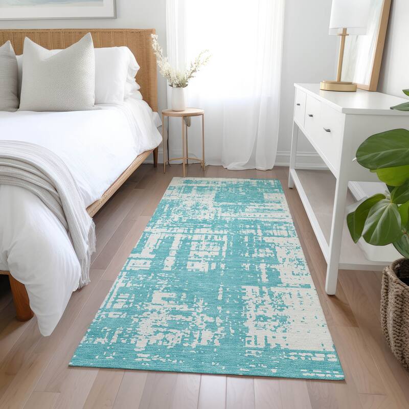 Machine Washable Indoor/ Outdoor Chantille Abstract Solid Rug