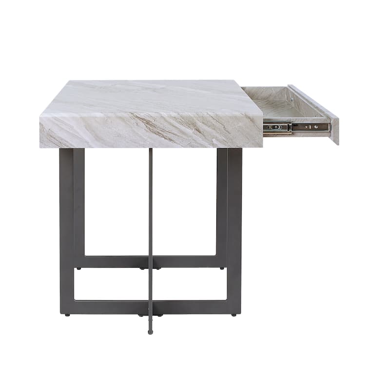 Granala Contemporary Grey 22-inch Faux Marble End Table with Drawer by Furniture of America