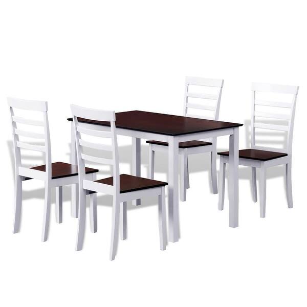 Shop Vidaxl Brown White Solid Wood Dining Table Set With 4 Chairs