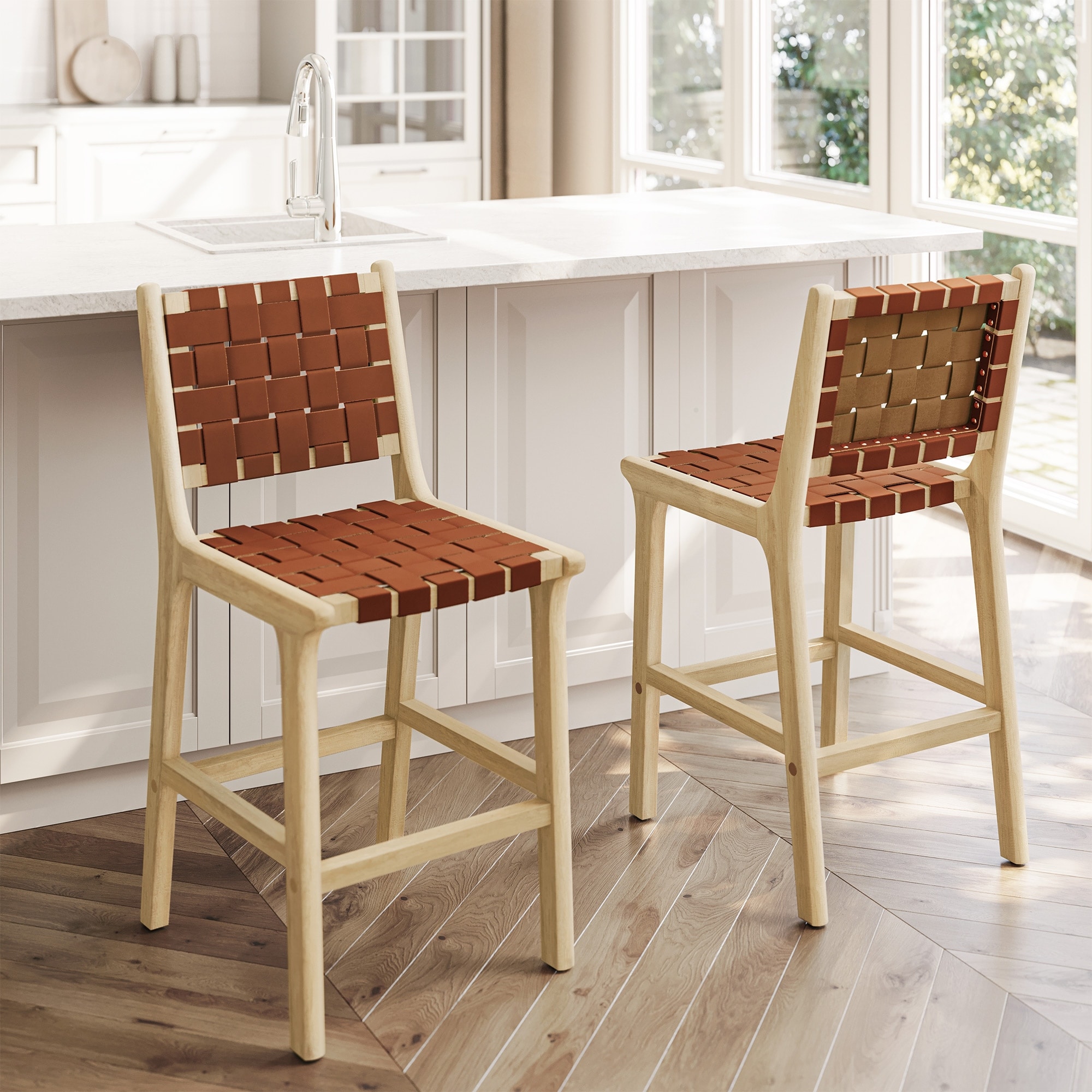 BELLEZE Morgan Woven Counter Stools 24 inch Set of 2 On Sale