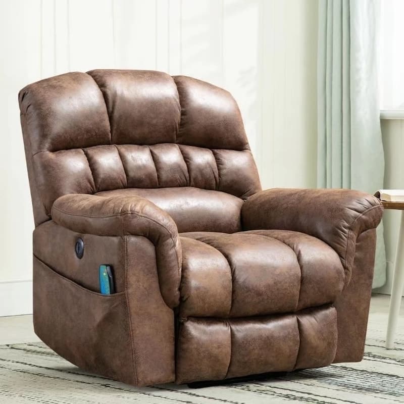 Ebello Microsuede Power Lift Recliner Sofa with Massage Chair - Brown