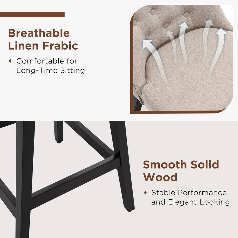 26"/29" Upholstered Swivel Counter and Bar Height Stools Solid Wood Frame (Set of 2)
