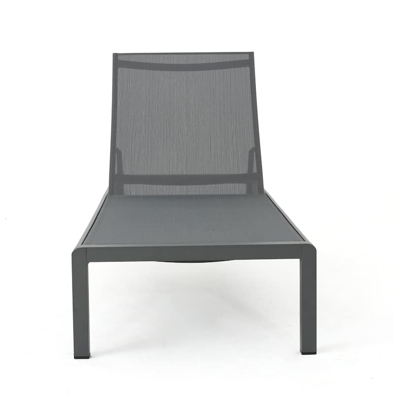 Cape Coral Dark Grey Aluminum & Mesh Outdoor Chaise Lounge (Set of 4) by Christopher Knight Home