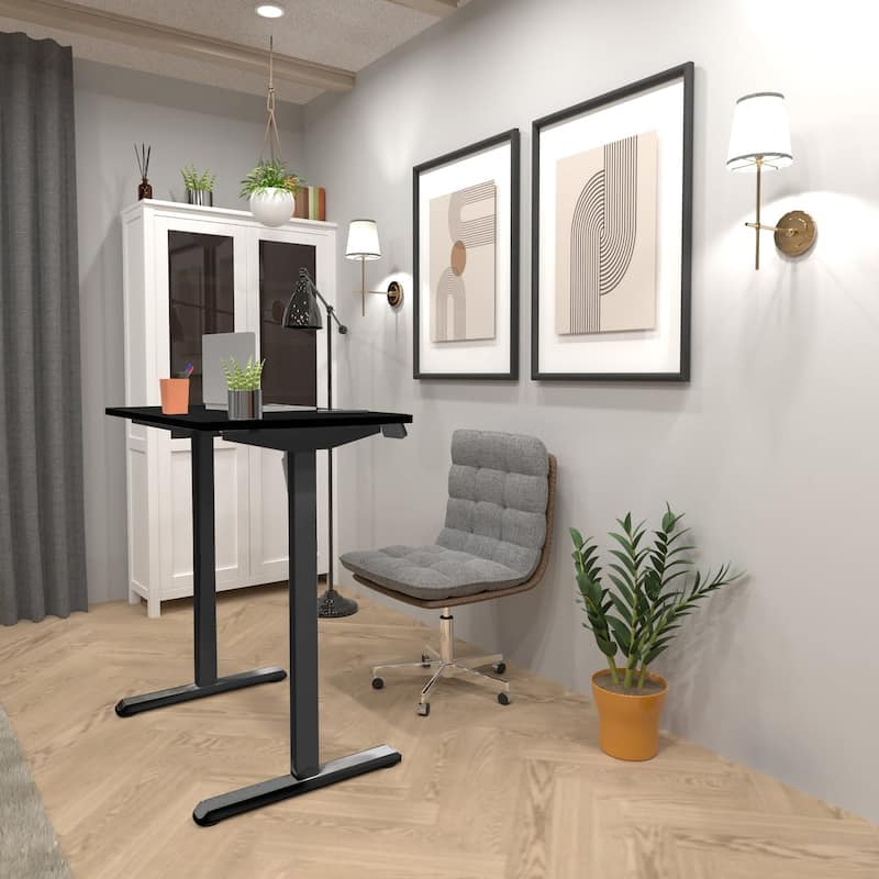 Mount-It! 40"W Electric Rectangular Adjustable Standing Desk, Black (MI-8035)