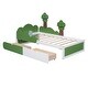preview thumbnail 1 of 4, Twin Size Bed Frame With Headboard, Grass Hill Trees Decor, Storage Drawers, Wooden Slat Support, Platform Bed Frames