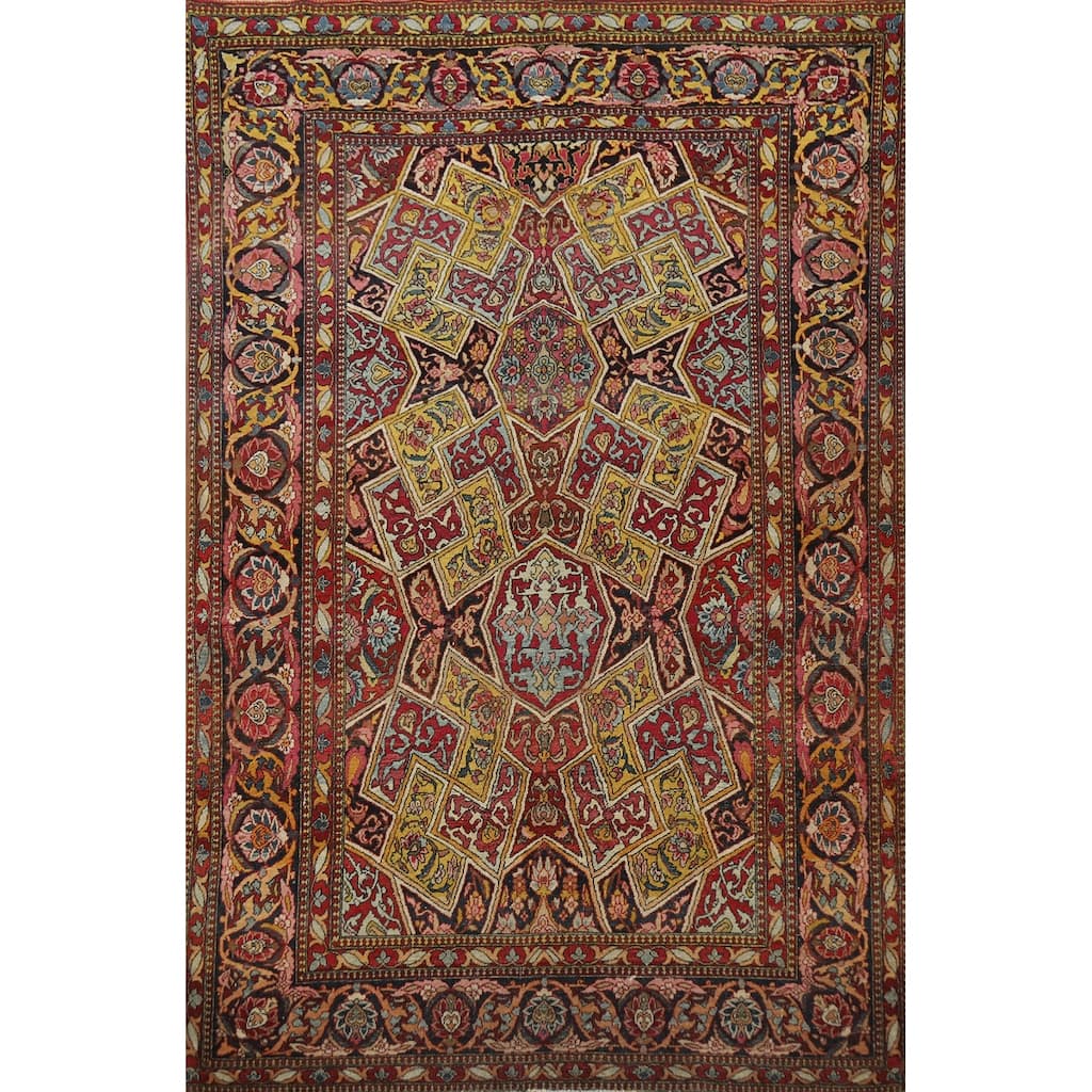 Kerman Ravar Antique Persian Rug Handmade Wool Carpet - 4'6" x 7'2"