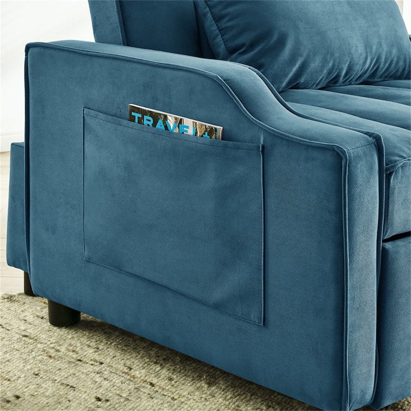 3 in 1 Pull Out Living Room Velvet Single Armchair Sofa Couch Bed