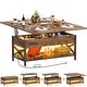 preview thumbnail 8 of 27, Lift Top Coffee Table with LED Lights and USB Port, Modern Farmhouse Convertible Dining Table