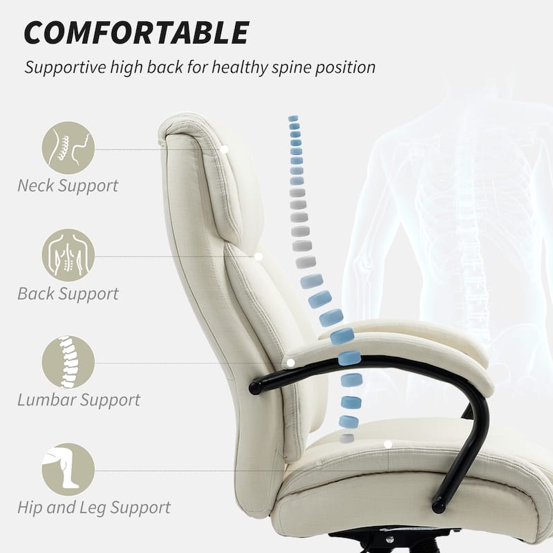 Vinsetto Big and Tall Executive Office Chair High Back Computer Desk Chair Ergonomic Swivel Chair with Linen Fabric