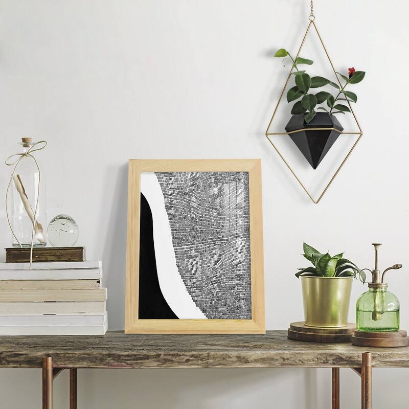 Black & White Abstract I -Framed Print w/glass-Cherry Red