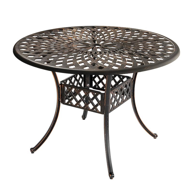 Outdoor 5-Piece Cast Aluminum Dining Set with Cushions