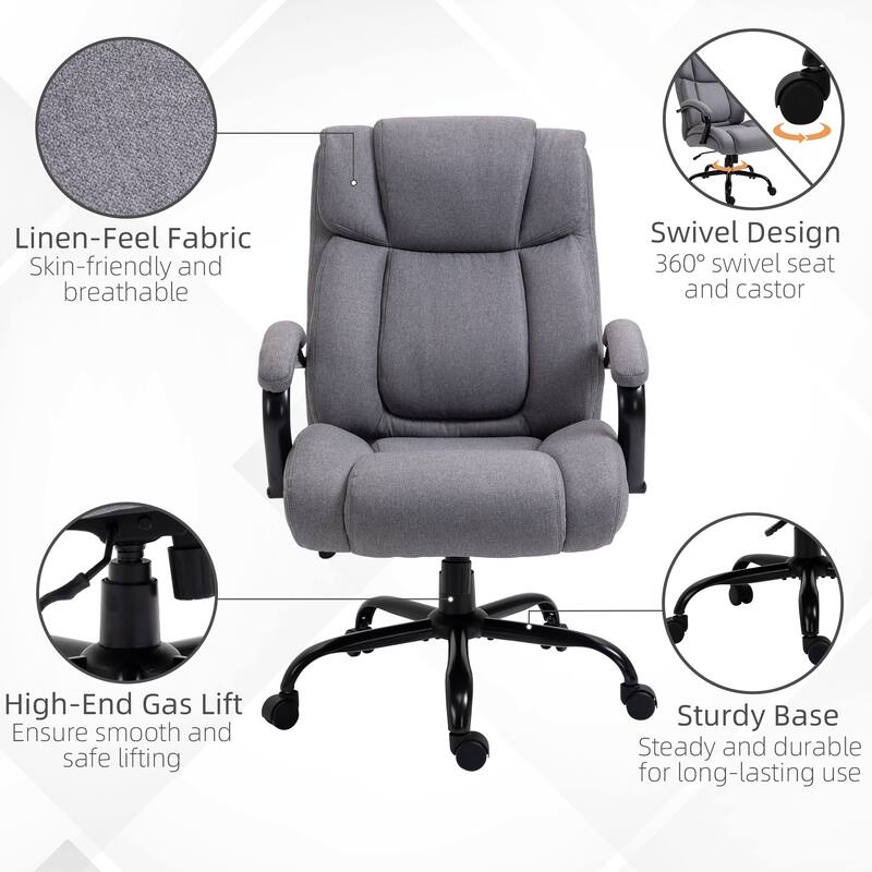 Light Grey Adjustable Height Ergonomic Office Chair with Rocking Swivel Wheels and Thick Cushion