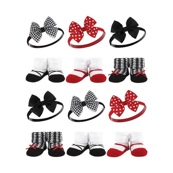 slide 1 of 1, Hudson Baby Infant Girl 12Pc Headband and Socks Giftset, Red Houndstooth, One Size - Red Houndstooth Red Houndstooth - One Size