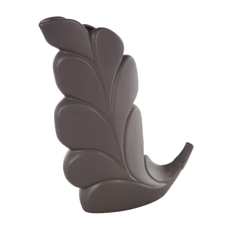 Ceramic Leaf Slanted Decorative Vase - Black or White - Roche River Decor