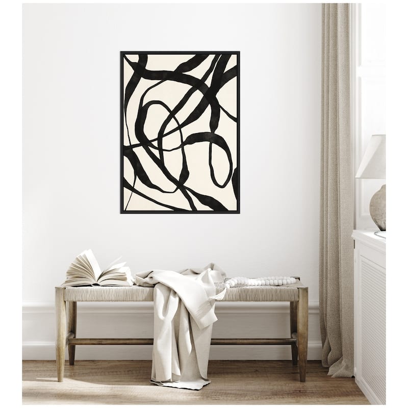 Kate and Laurel Sylvie Black Twist 4 Framed Canvas by Alicia Bock