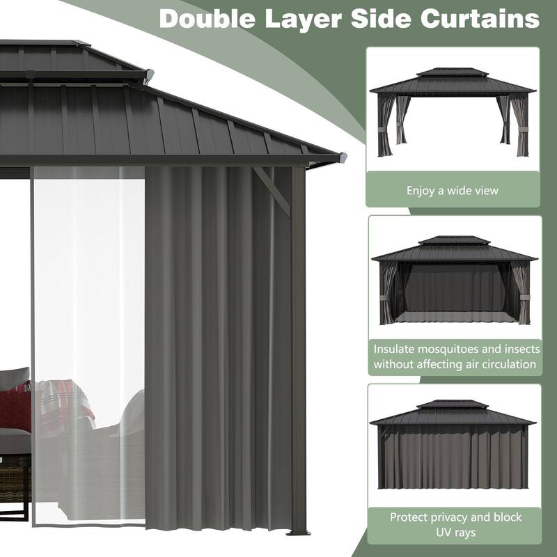VEIKOUS Outdoor Aluminum Double Hardtop Gazebo Pergolas for Patio Lawn and Garden