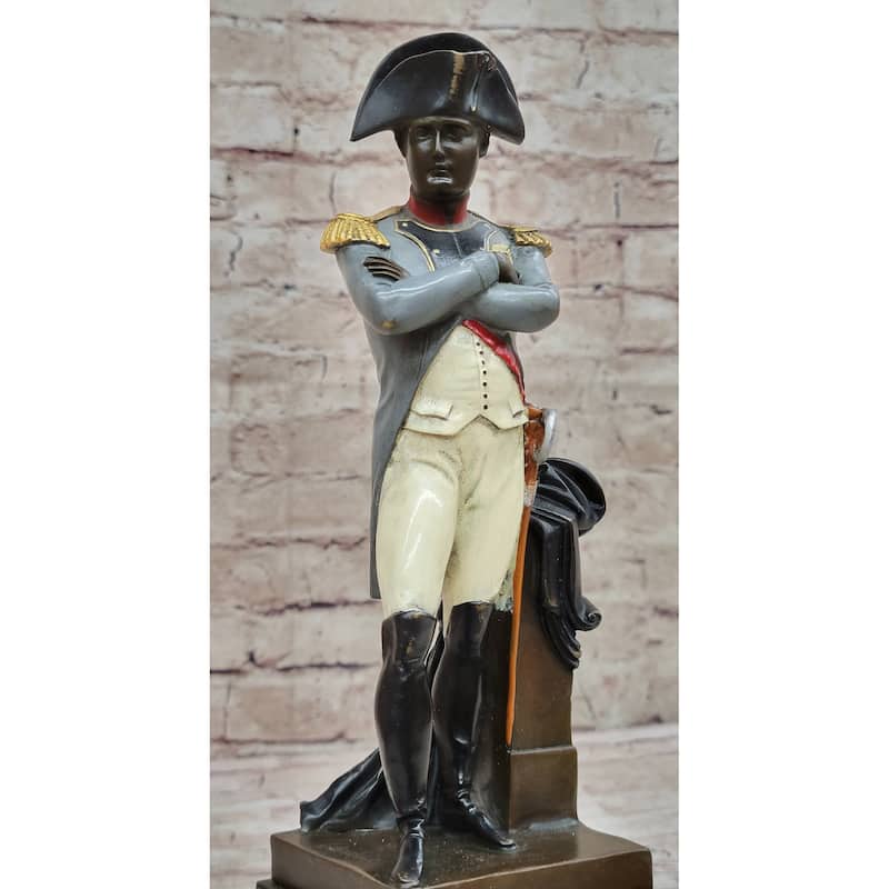Napoleon Bonaparte Bronze Statue Sculpture Figure On Marble Base