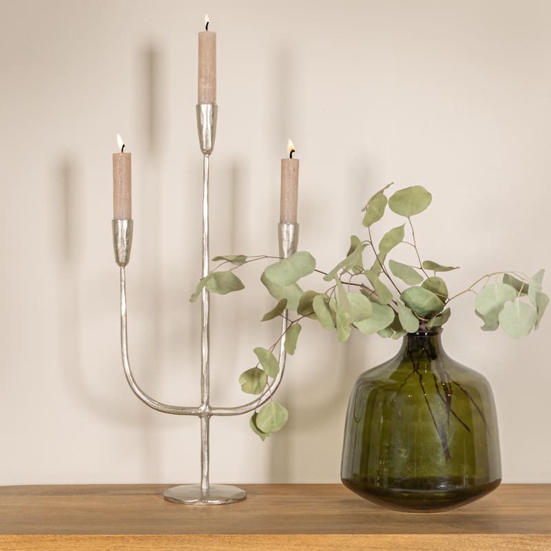 Hand-Forged Metal Candelabra - 9.5"L x 4.0"W x 21.5"H