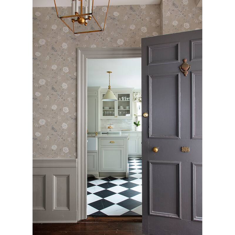 Erin Gates Wellesley Taupe Chinoiserie Wallpaper