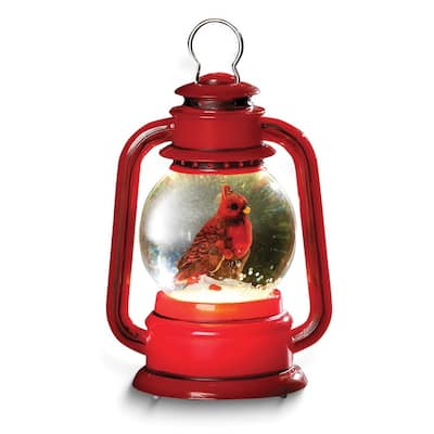 Curata Plastic Led Cardinal in Round Lantern Ornament