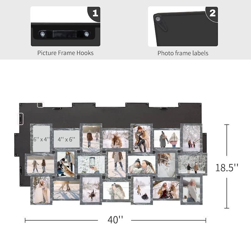 HELLO LAURA Modern Plastic 21 Piece Wall Hanging Family Photo Frame Wall Set