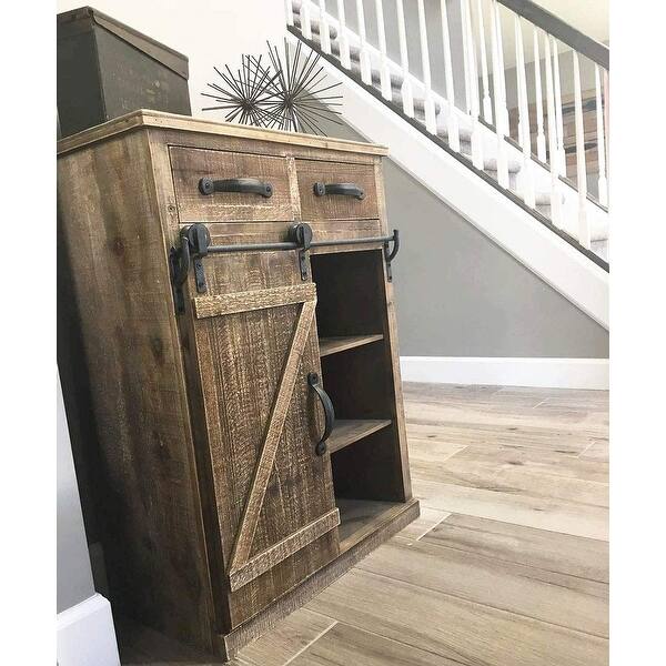 Did you scroll all this way to get facts about rustic cabinet with doors? 32 H Rustic Storage Cabinet With Sliding Barn Doors Hardware And 2 Drawers On Sale Overstock 31644243 Coffee