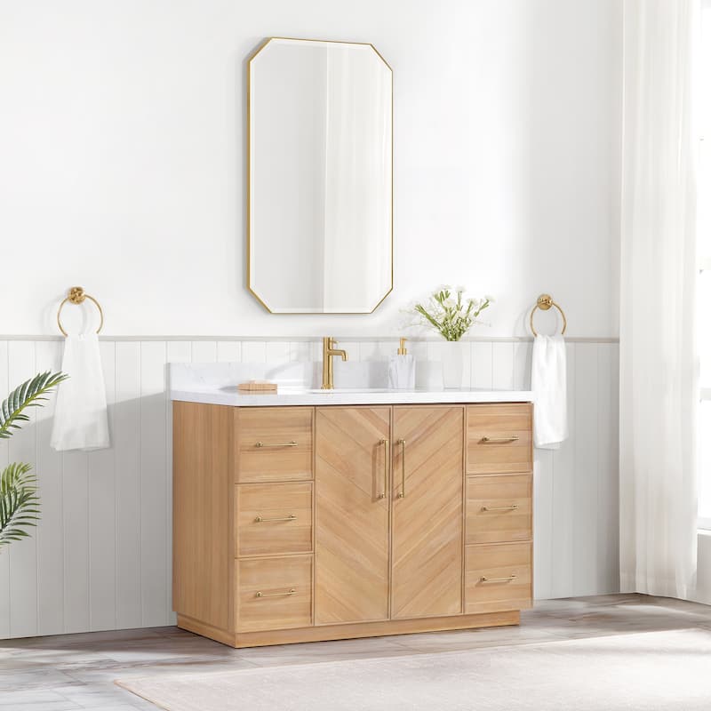 Karachi Bath Vanity with White Grain Stone Top, no Mirror