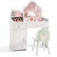 preview thumbnail 1 of 29, Costway Kids Vanity Table and Chair Set with Cloud-shaped Mirror Open - See Details