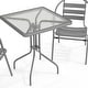 preview thumbnail 23 of 35, 23.5" Square Glass Metal Table with 2 Metal Aluminum Slat Stack Chairs