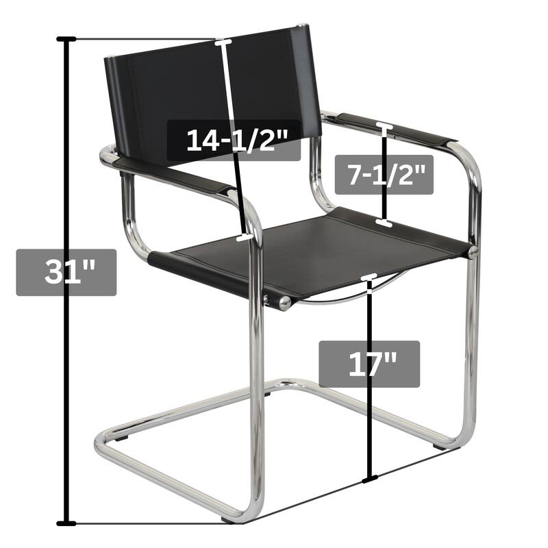 Breuer Chair Company Mart Stam Cantilever Armchair Arm Chair w/ Chrome Frame (Various Bonded Leather Colors)